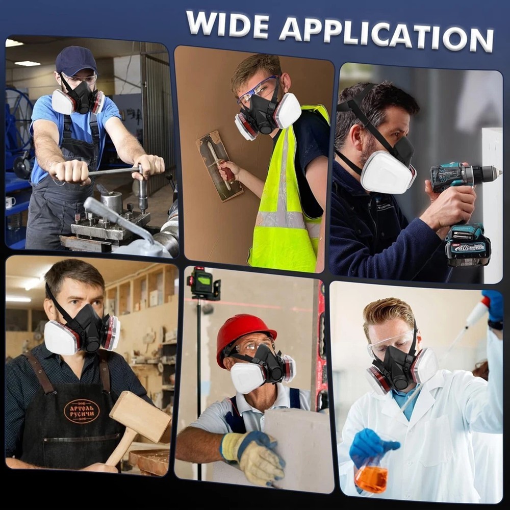 16 in 1 Half Face Gas Mask Facepiece Spray Painting Respirator Safety For 6200