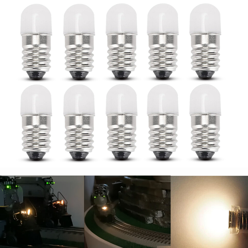 10 Pack of Warm White #1447 18 volt SCREW BASE LED BULBs Light for Lionel Trains
