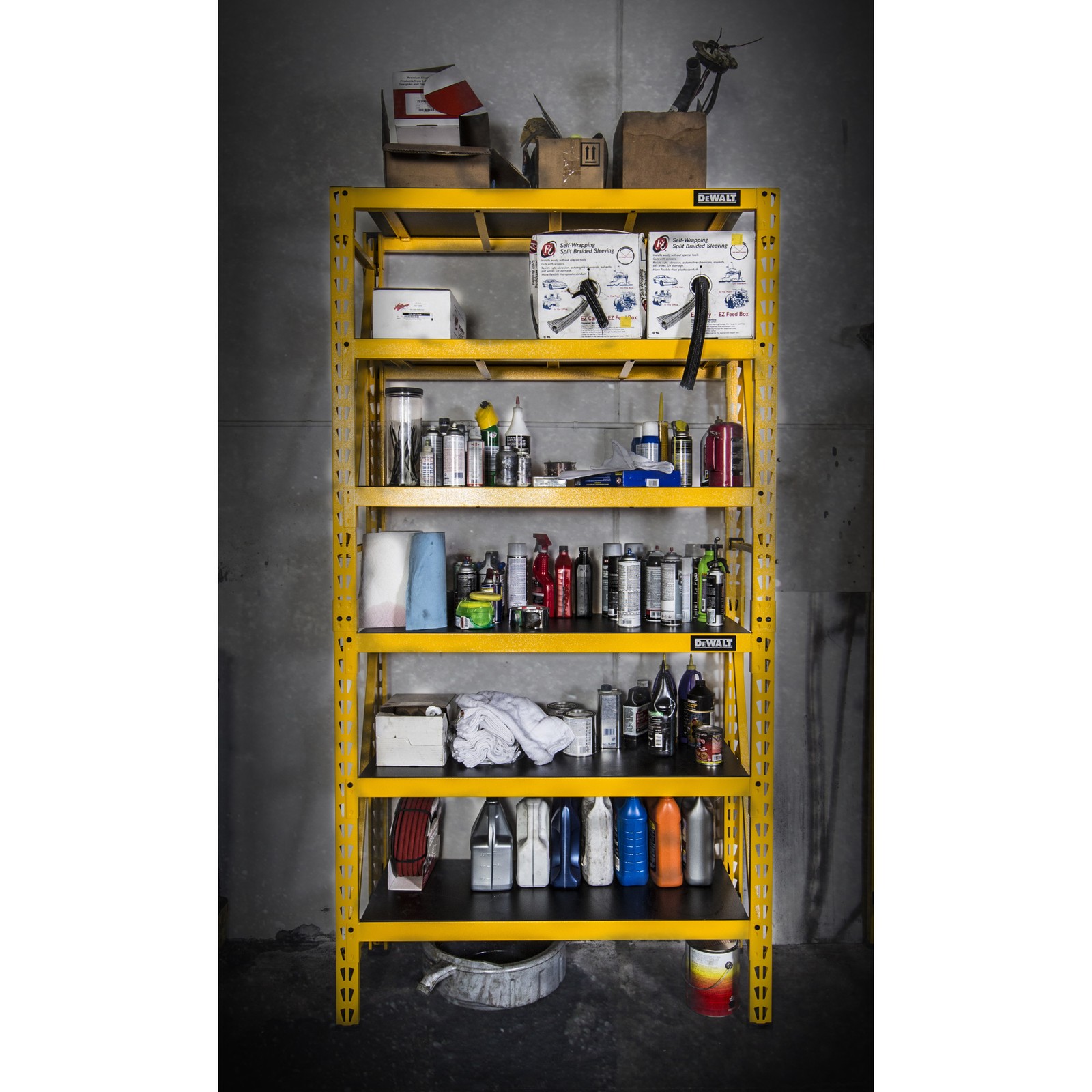Dewalt 4ft. Tall Steel and Laminate 3 Shelf Garage Storage Rack, Yellow DXST4500