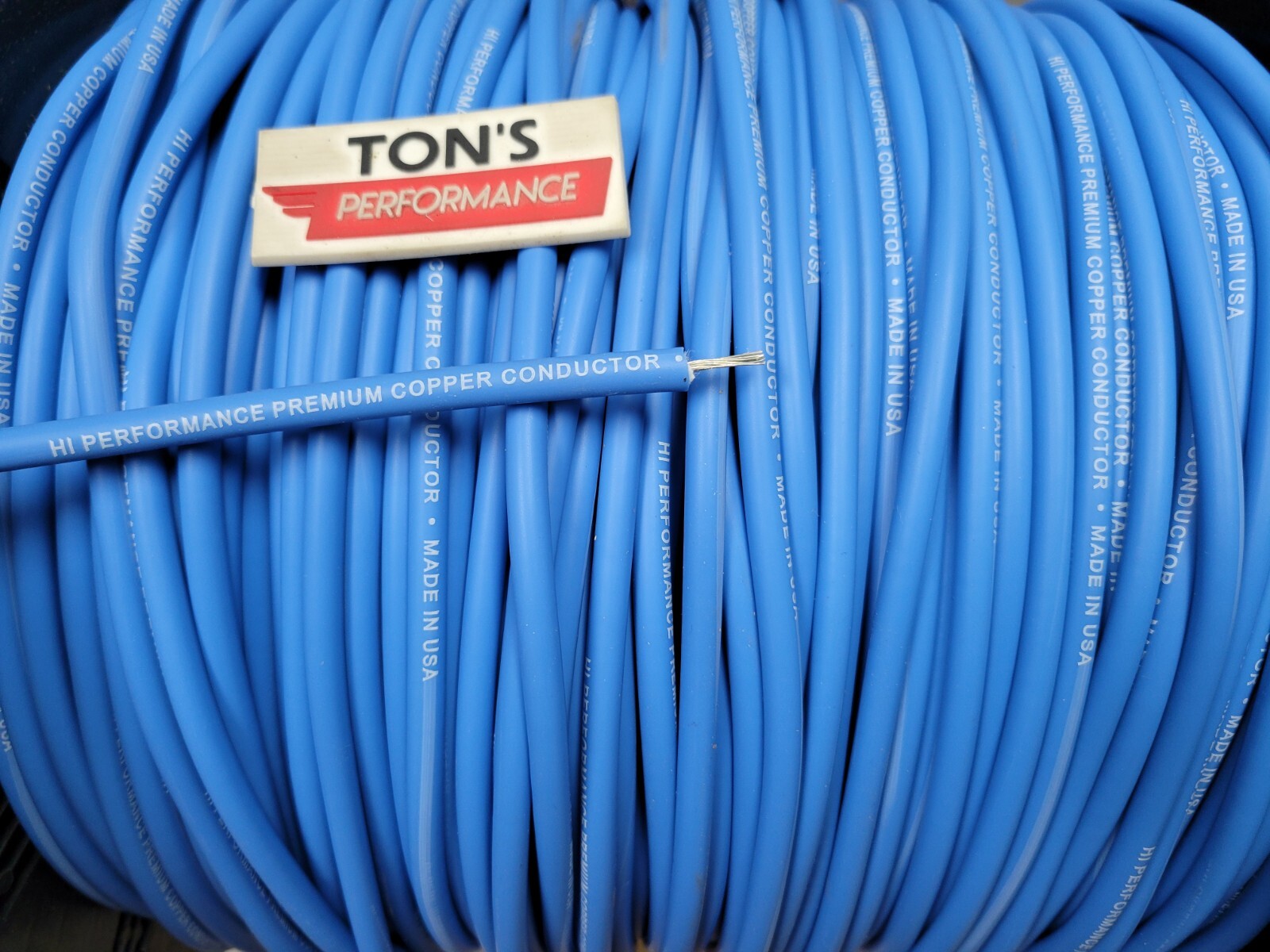 Blue 7mm solid copper core spark plug ignition wire sold by the foot Made in USA