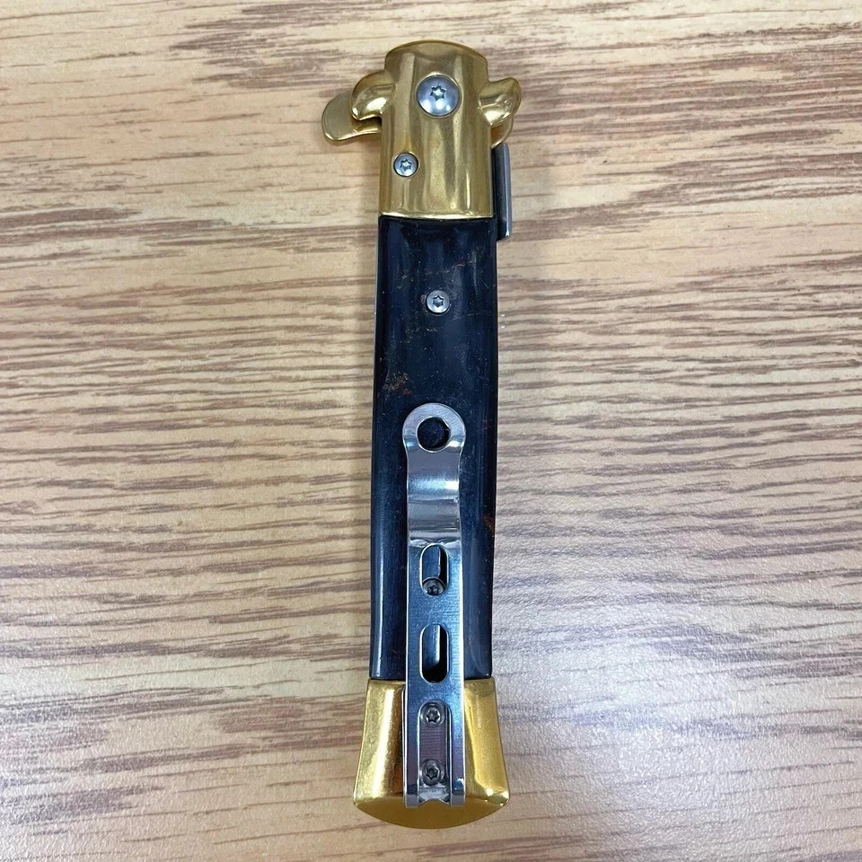 Classic Italian Milano Spring Assist Open Folding Stiletto Pocket Knife Blade