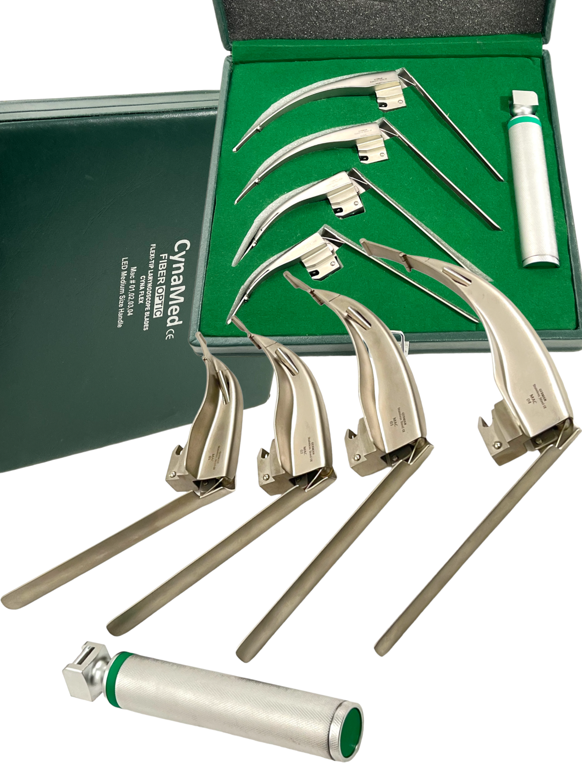 Premium McCoy Flexi-Tip Fiberoptic LED Laryngoscope Set Blades and Medium Handle