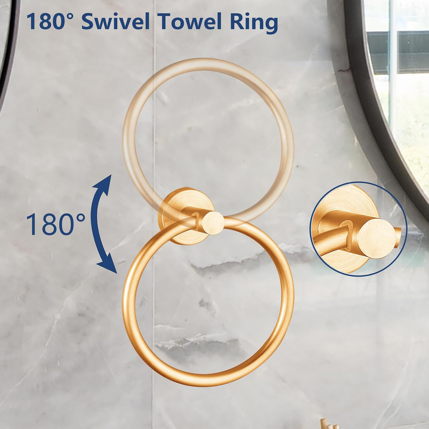 Brushed Gold Bathroom Hardware Set, Towel Ring & Toilet Paper Holder, Stainless