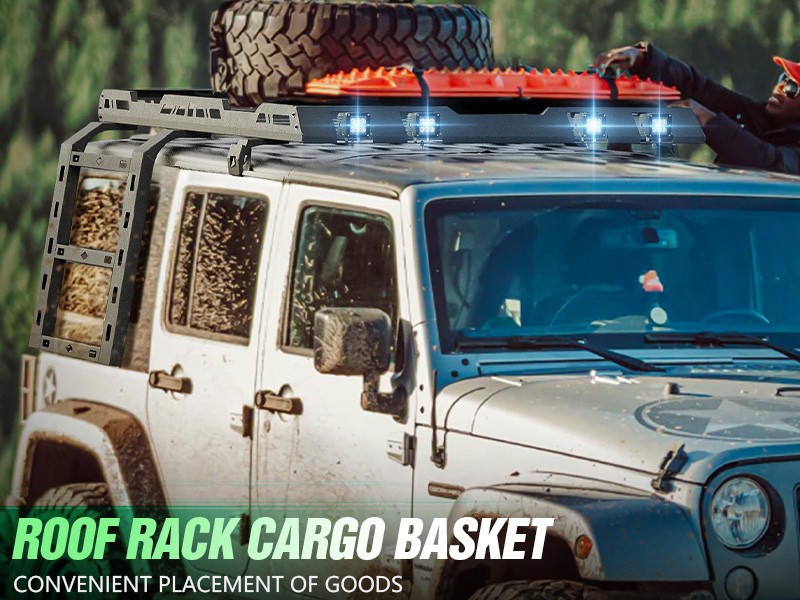 Roof Rack with Ladder For 2007-2018 Jeep Wrangler JK Unlimited 4 Doors Hardtop