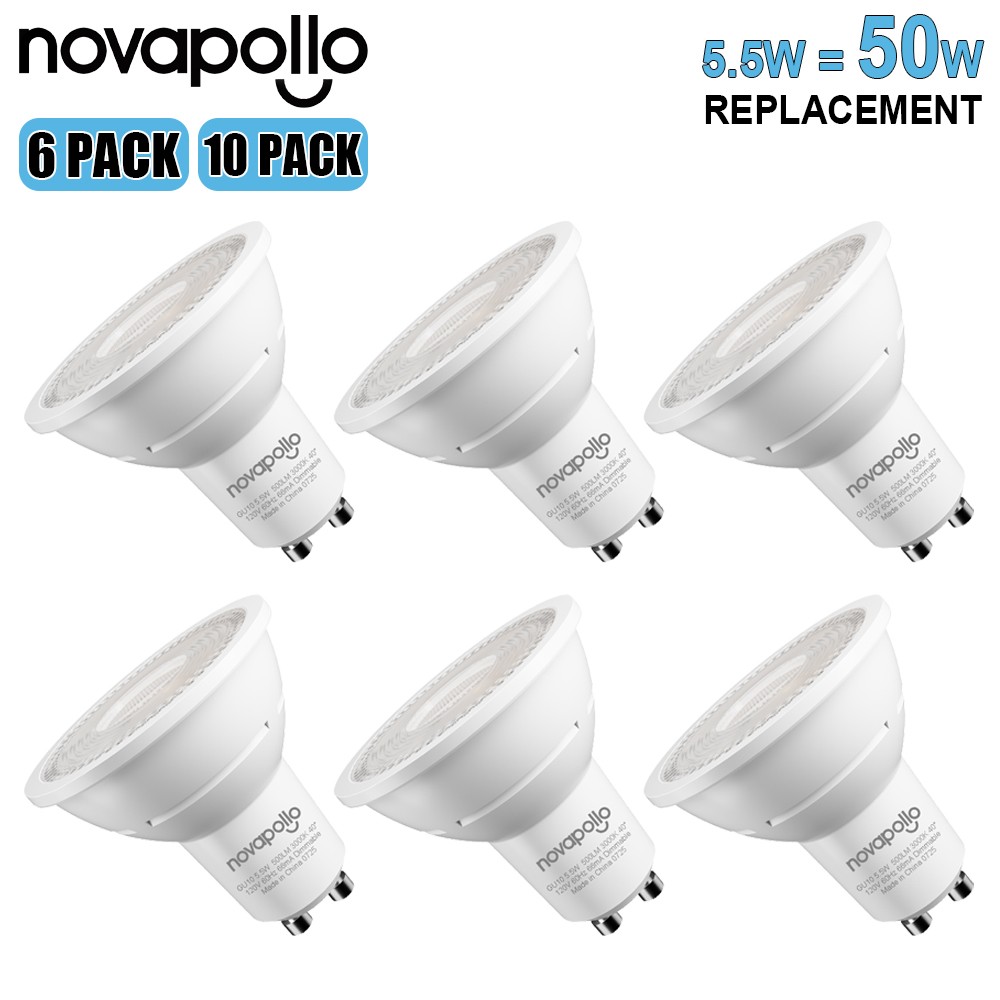6/10 Pack GU10 LED Bulbs Dimmable 3000K Warm White Track Lighting 50W Equivalent