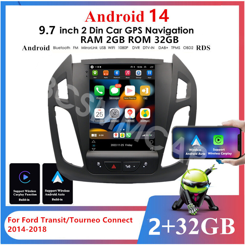 Fit For Ford Transit Connect 2014-2018 For Carplay Stereo Car Radio BT FM W/CAM