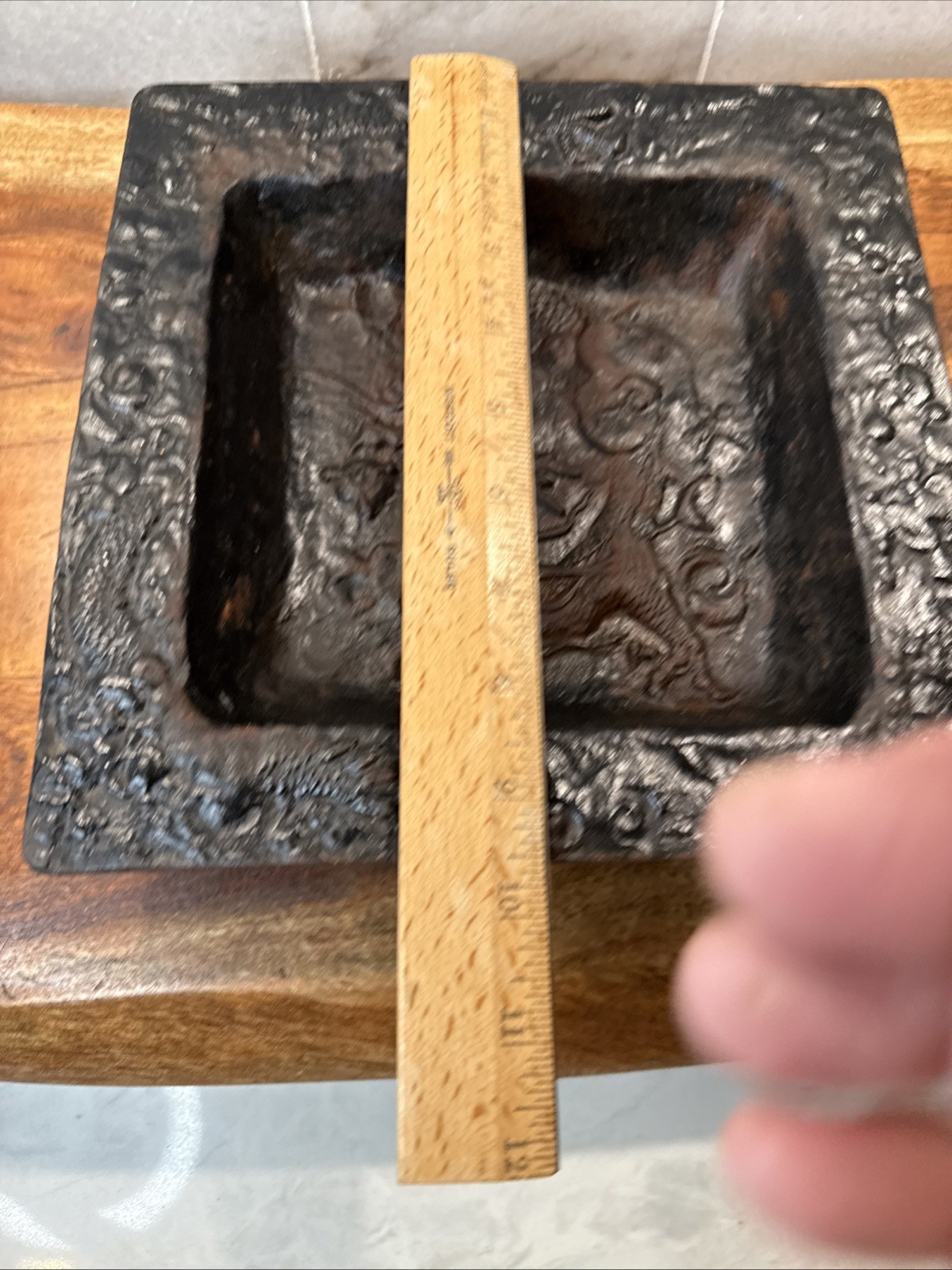 Vintage Japanese Cast Iron Dragon Tray Umbrella / Cane Stand Drip Pan 9.5”