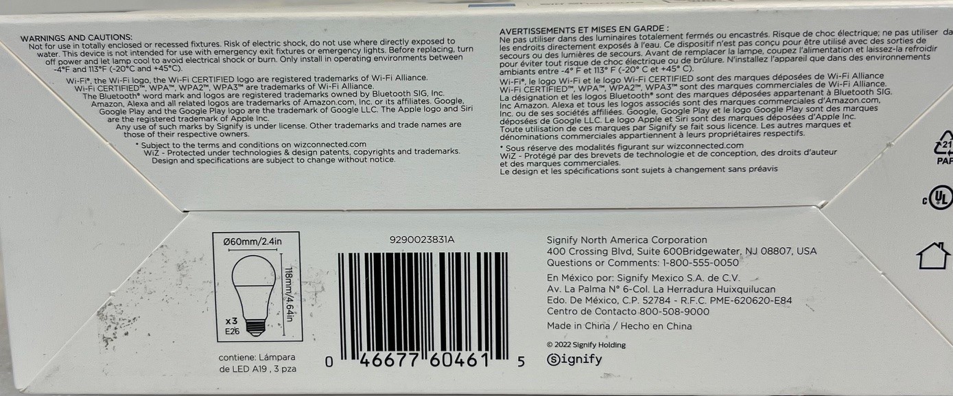 WIZ LED Smart Wi-Fi Connected 60W A19 Color & Tunable White Light Bulb, 6 total