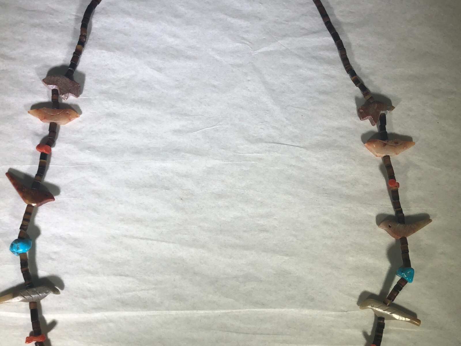 RARE VINTAGE ANTIQUE SOUTH WESTERN NATIVE AMERICAN HAND CARVED FETISH NECKLACE