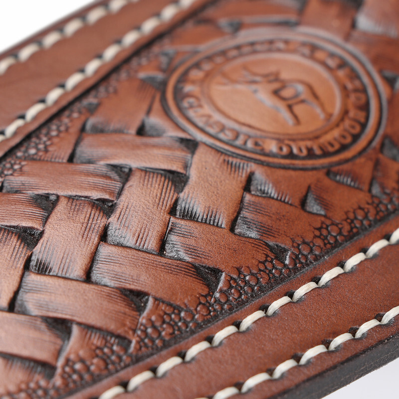 TOURBON Leather Engraved Fixed Blade Knife Sheath Belt Pouch EDC Knives Case