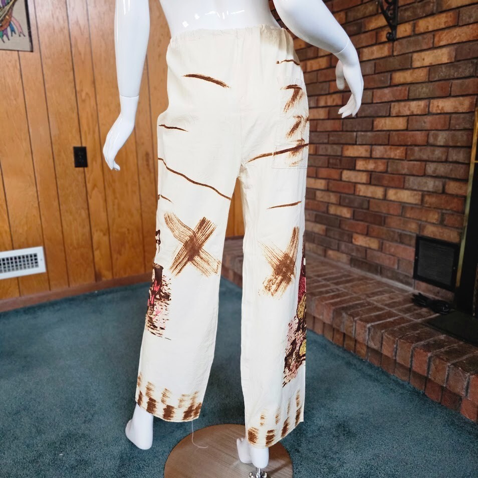 Vintage African Folk Art Tourist Souvenir Ethnic Karate Unisex Lounge Pants OS