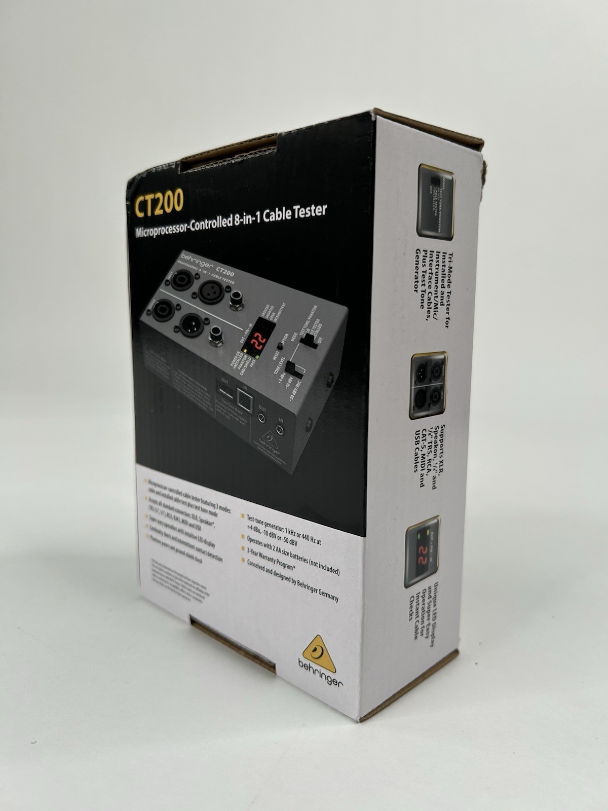 BEHRINGER CT200 Microprocessor-Controlled 8-in-1 Cable Tester Black Battery NEW