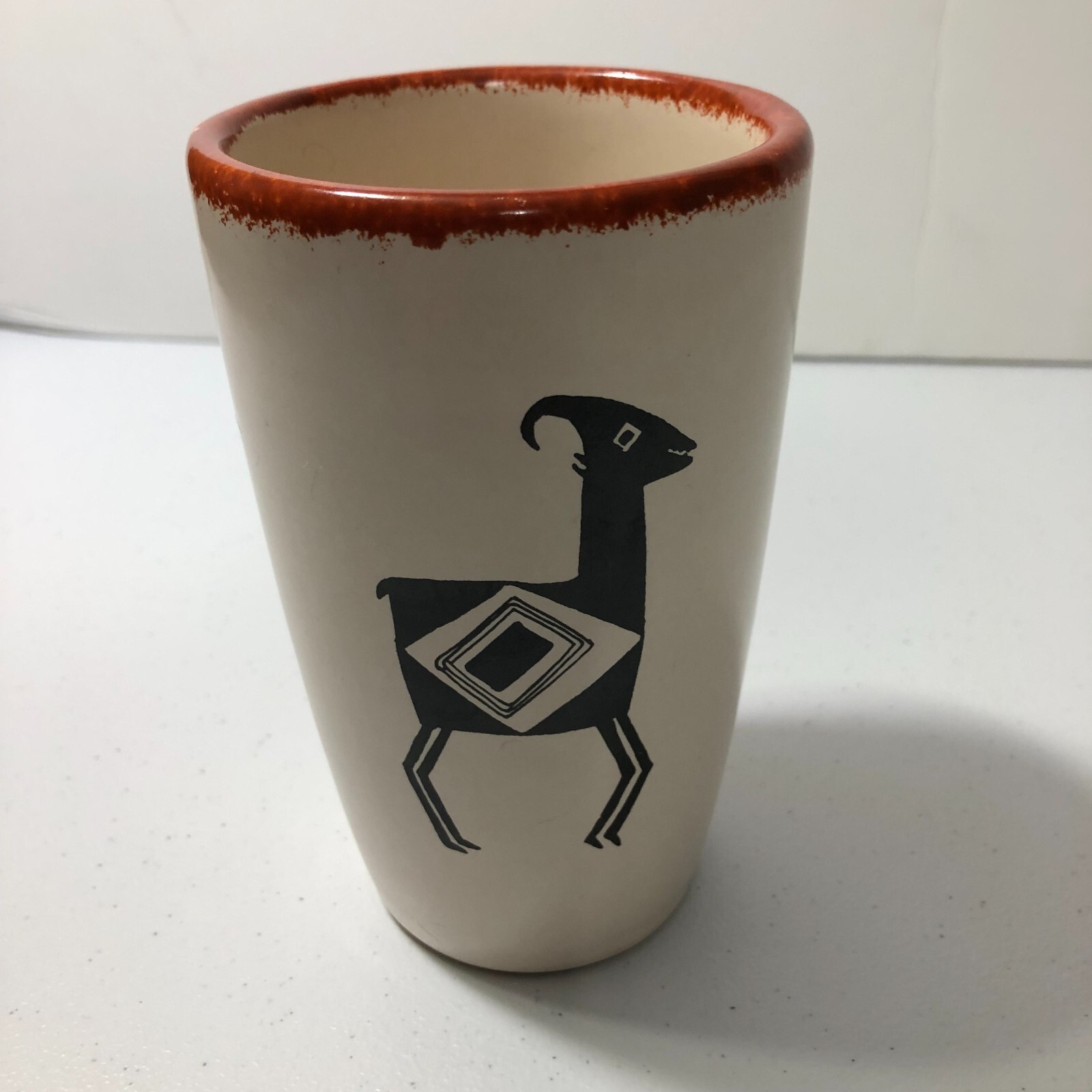 Kay Mallek Original Tuscon Arizona Tumber Goat Pottery Glass Cup