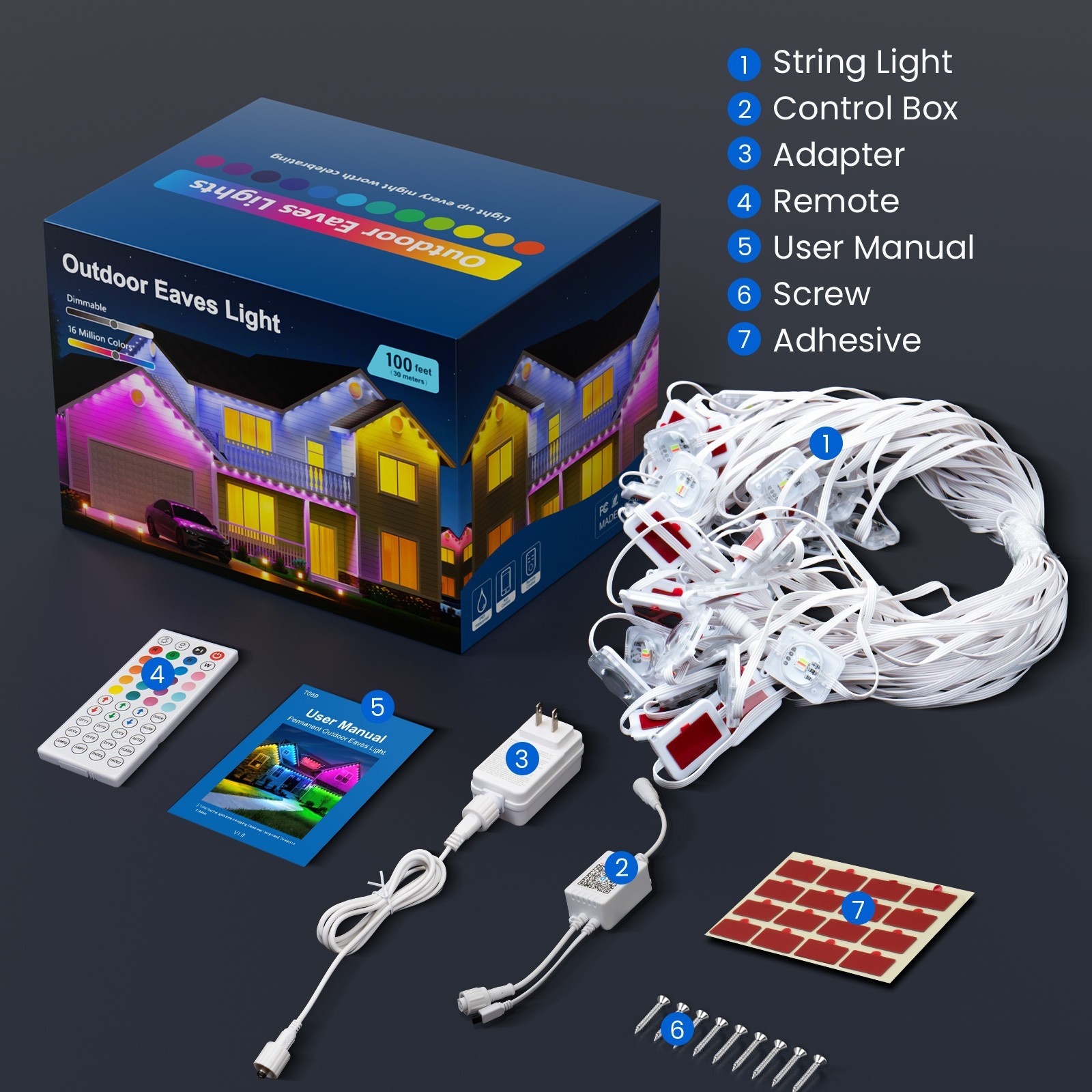 200Ft Permanent Outdoor Lights for House, App & Remote Control, RGB Smart Eaves