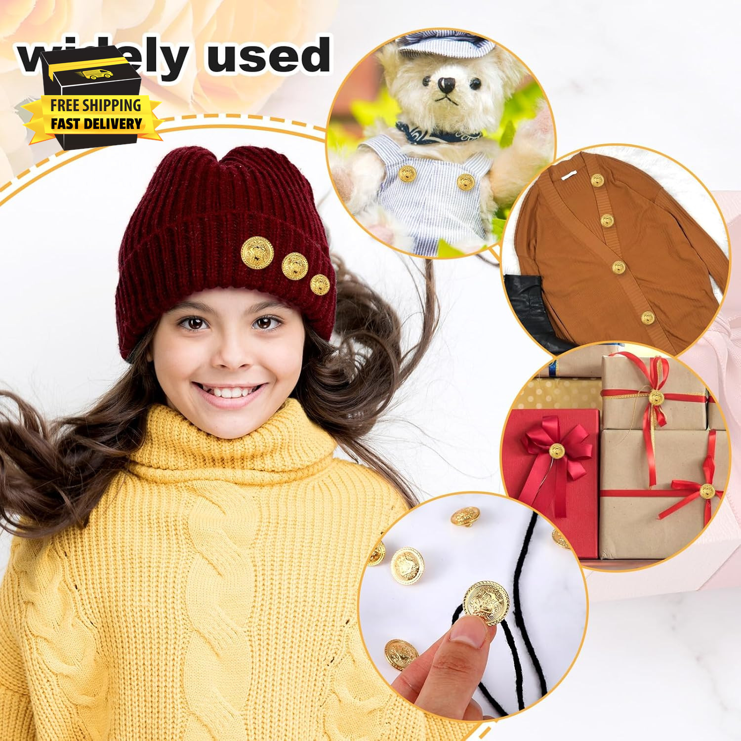 24 Pcs Gold Buttons for Blazer, Gold Coat Buttons Gold Metal Blazer Buttons Set