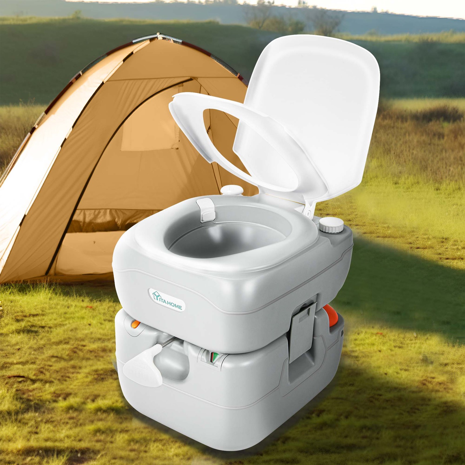 5.8 GAL Portable Toilet Outdoor Camping Travel Mobile Flush Porta Commode Potty