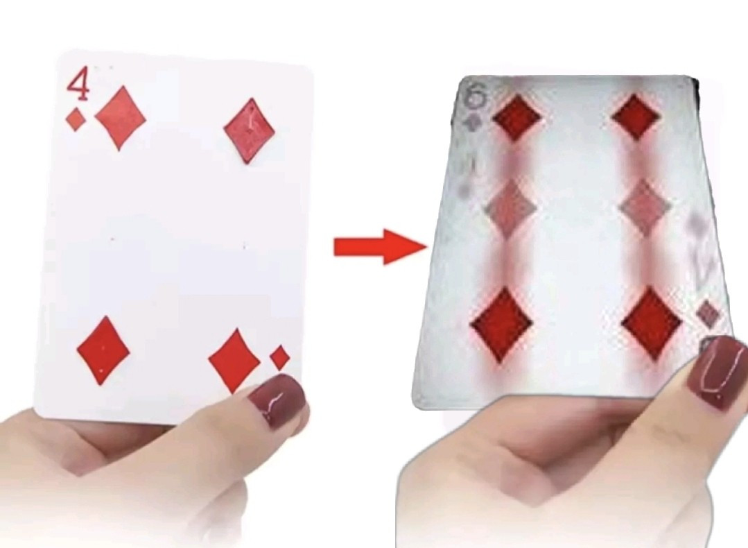 Magic Trick "Card Change" 4 To 6 Diamonds Metamorphosis T5