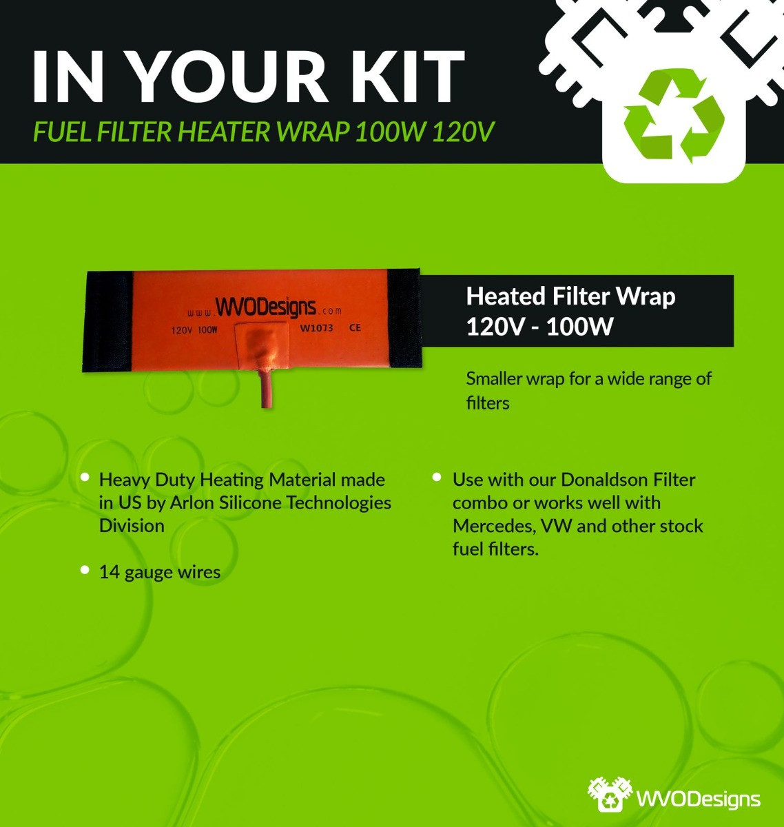 Fuel Filter Heater Wrap 100W 120V