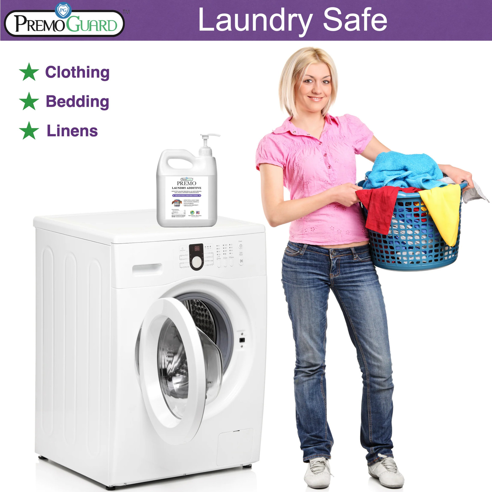 Bed Bug & Mite Killer Laundry Additive-128 oz-Natural Non-Toxic-By Premo Guard