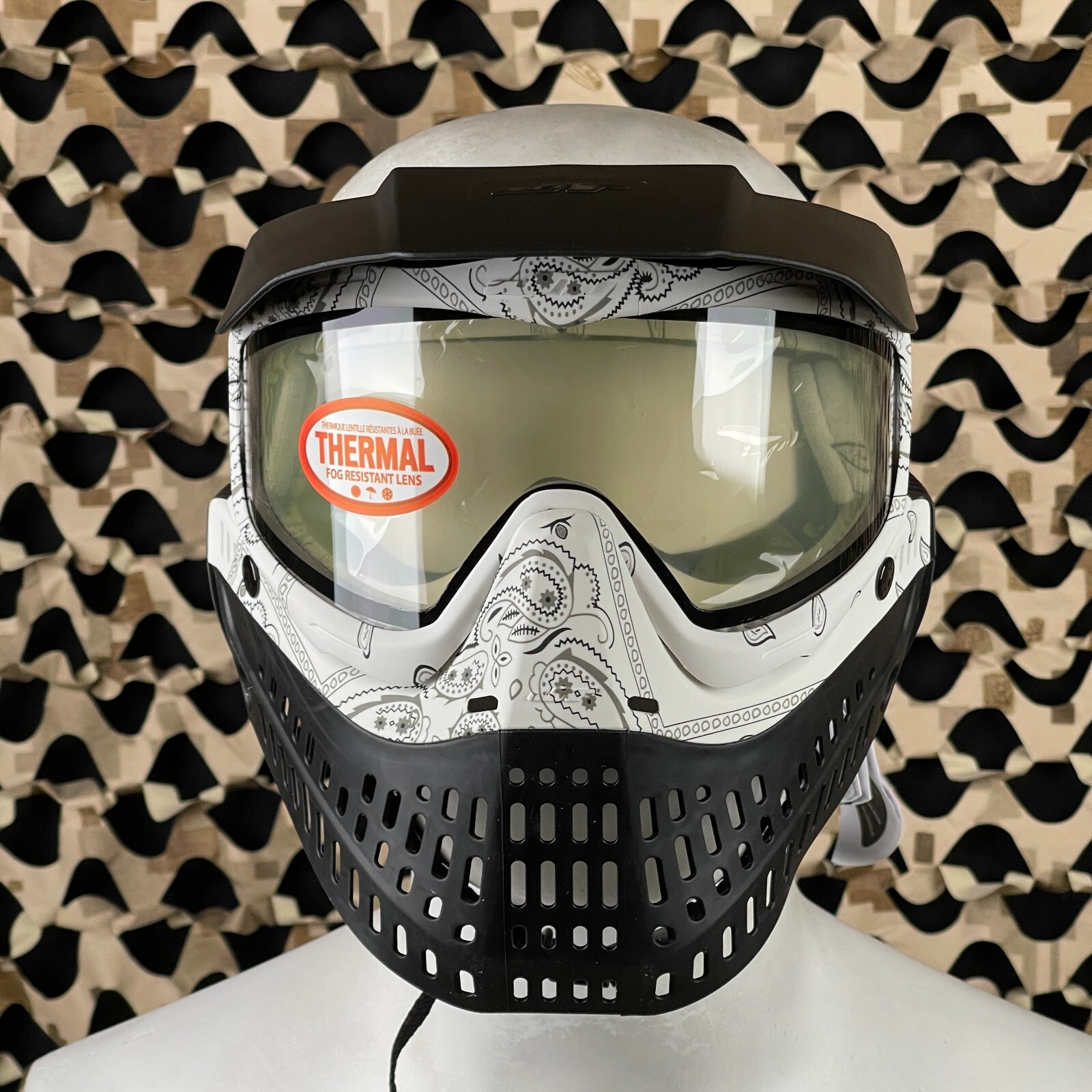 NEW JT ProFlex Paintball Mask - Bandana White w/ 1 Lens - Clear