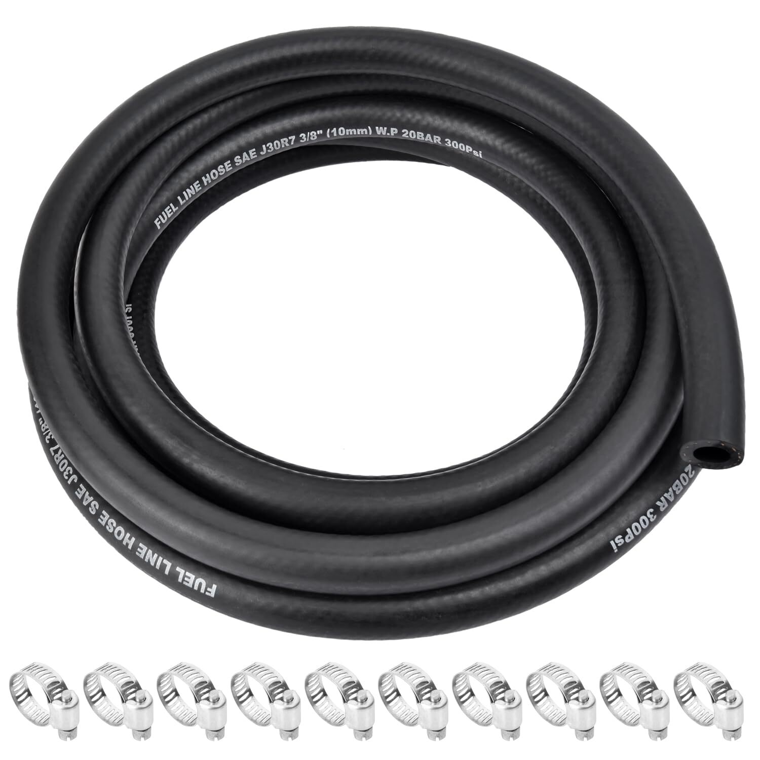 5/16 Inch ID Fuel Line Hose - 10FT Marine Grade Fuel Line with 10PCS Hose Clamps