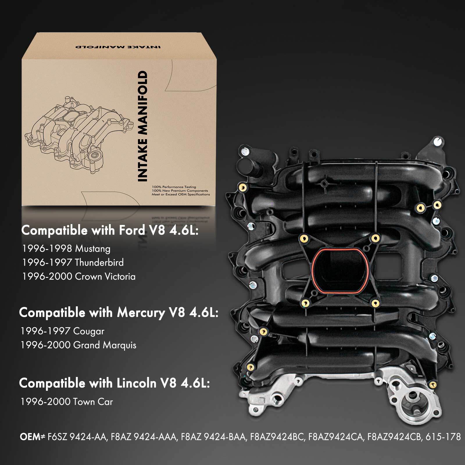 New Intake Manifold w/ Gasket Thermostat O-Ring for Ford Lincoln Mercury V8 4.6L