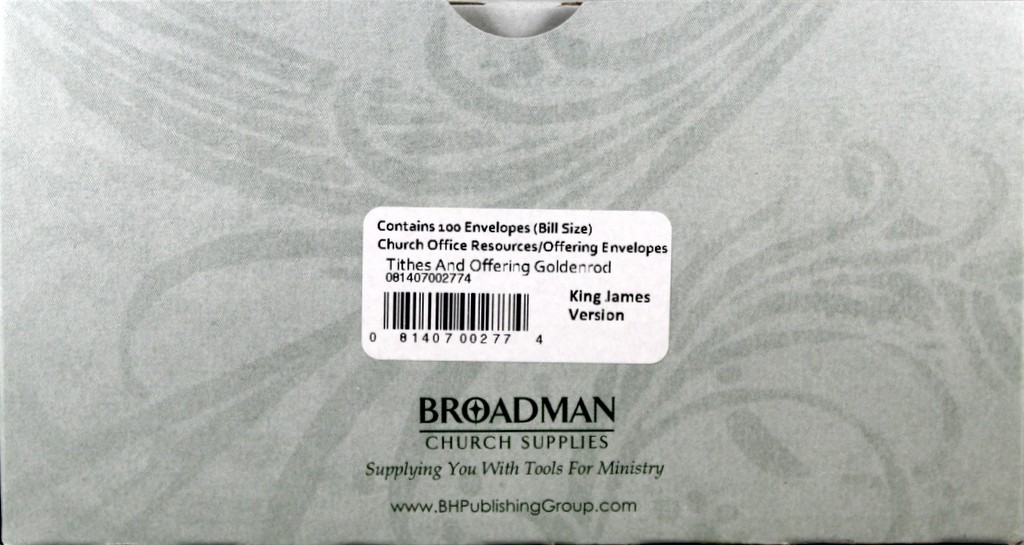 Tithe & Offering Envelopes NEW Standard Bill Size Package Of 100 2 Cor. 9:7