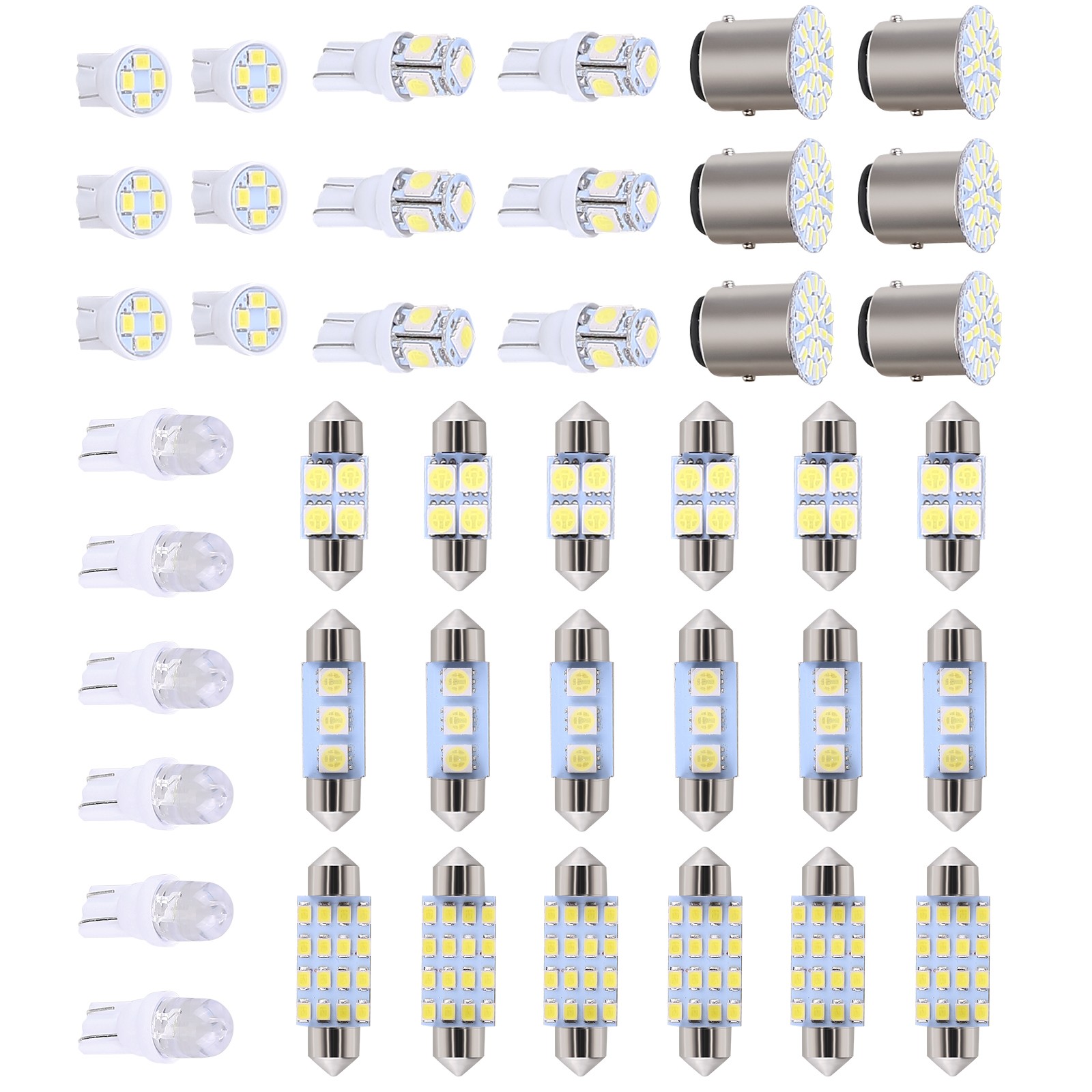 Car Interior Combo LED Map Dome Door Trunk License Plate Light Bulbs White 42PCS