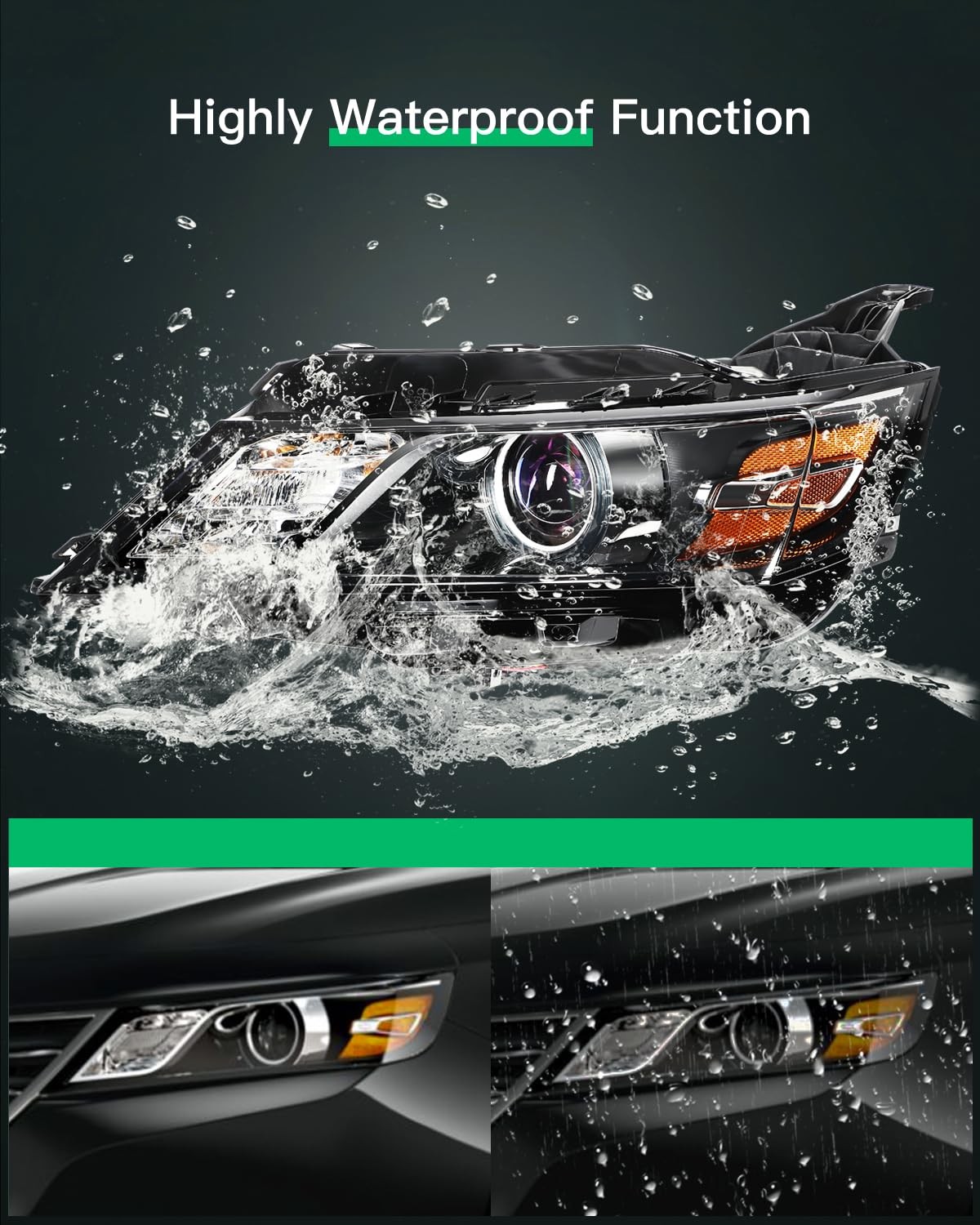 Fit For Chevy Impala Headlight Assembly Black Housing Amber Reflector Clear Lens