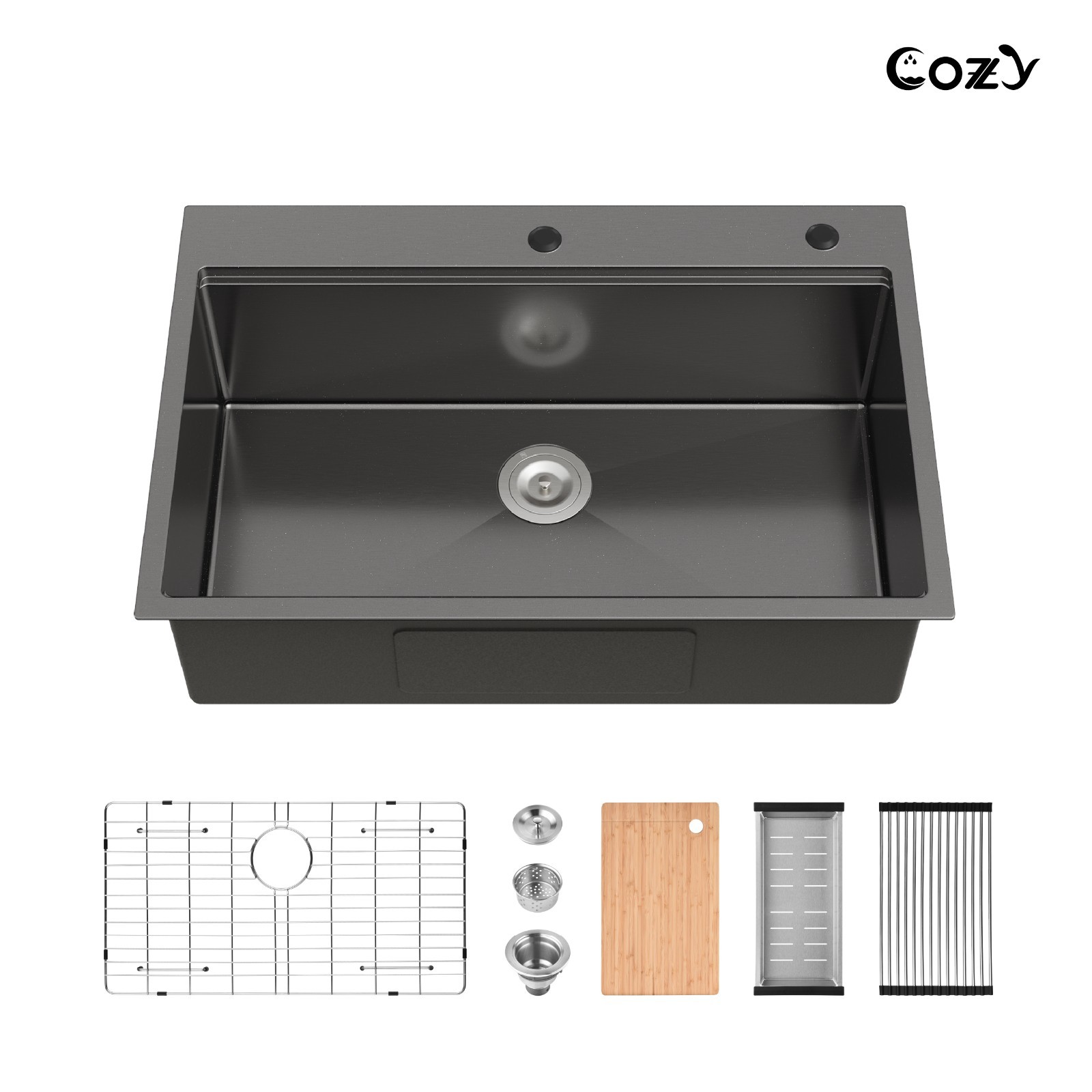 Cozy n Bath 33x22 inch overmount kitchen sink with accessors and drain