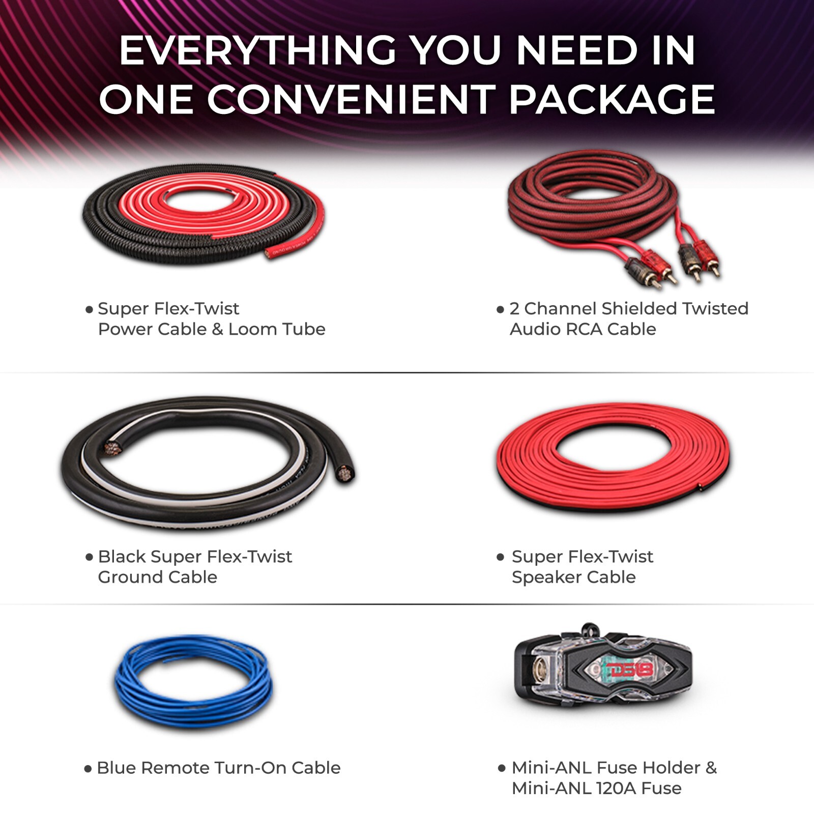 DS18 AKIT4.RD 4-GA Amplifier Installation Kit - Up to 1680 Watts RMS