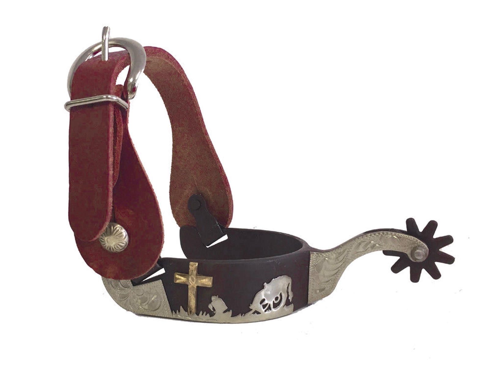 AJ Tack Praying Cowboy Antique Brown Spur Package