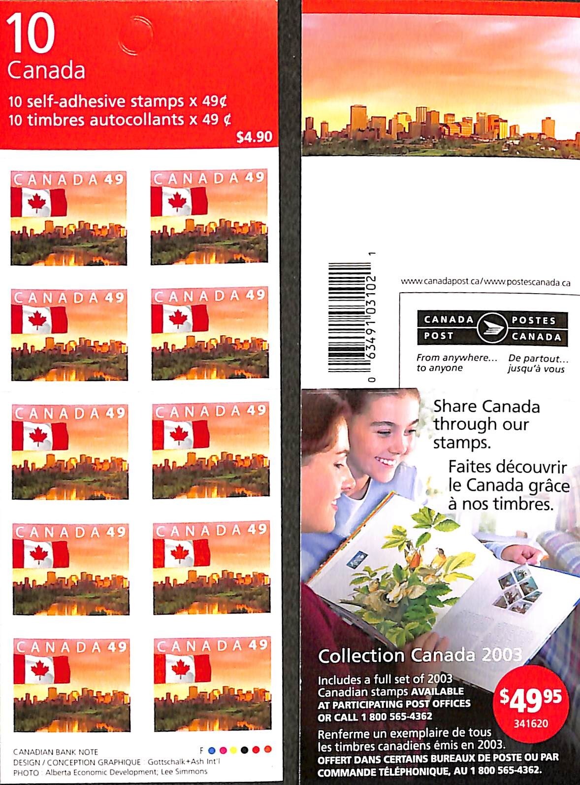 Canada - Booklet BK280Aa - Philatelic Reprint - Flag over Edmonton - 2004