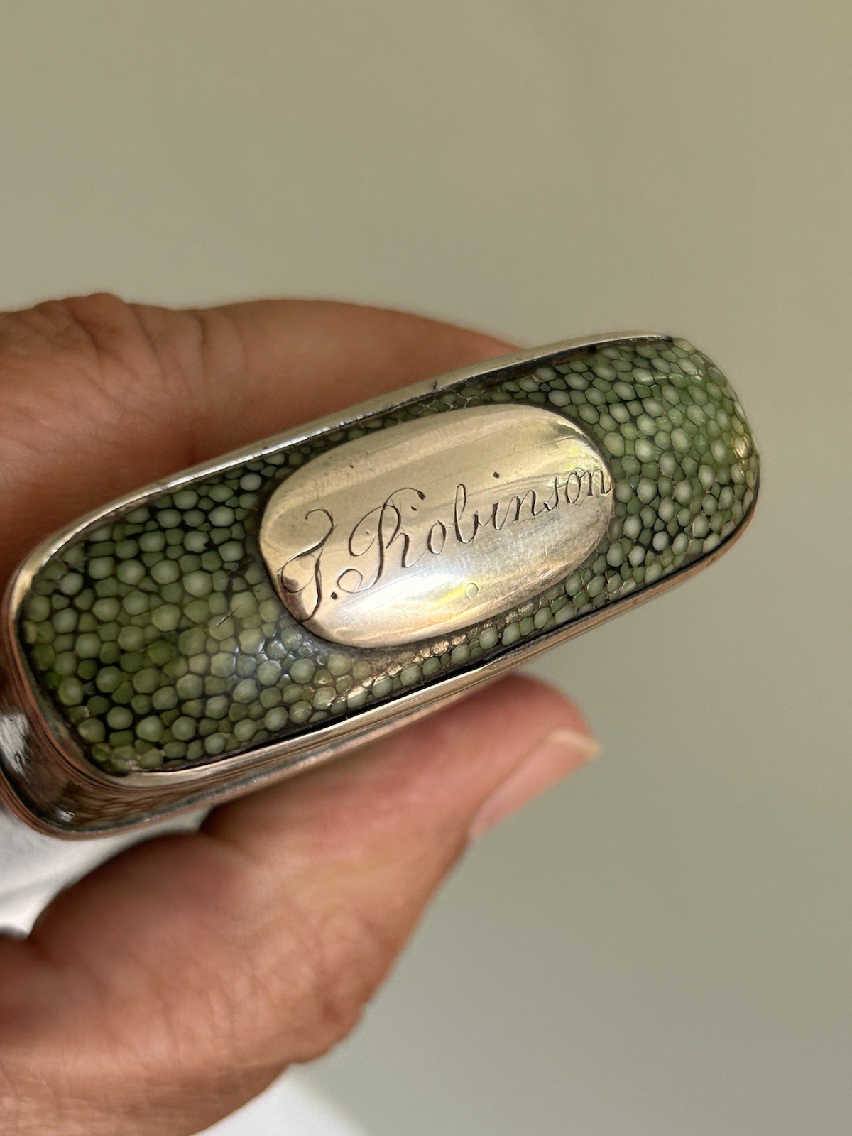 Antique Georgian Green Shagreen & Silver Mounted Draughtsman’s Etui. Circa 1790.