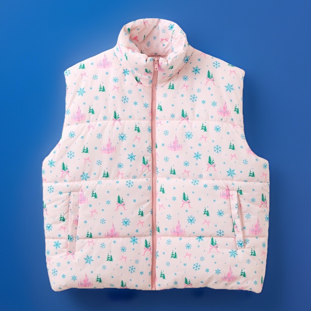 Disney Fantasyland Castle Holiday Puffer Vest Ladies Size M NWT