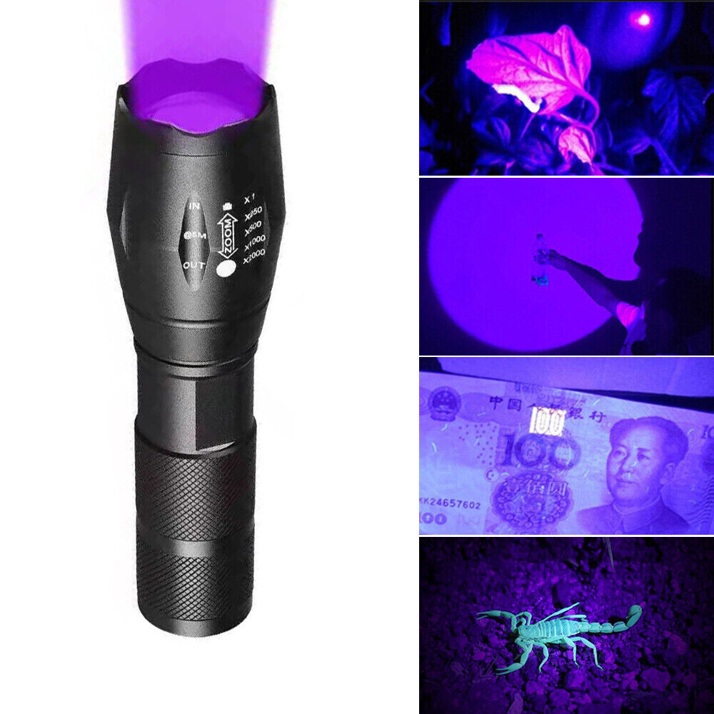 UV Flashlight Black Light Super Bright 120000lm Torch Ultra Violet Lamp LED