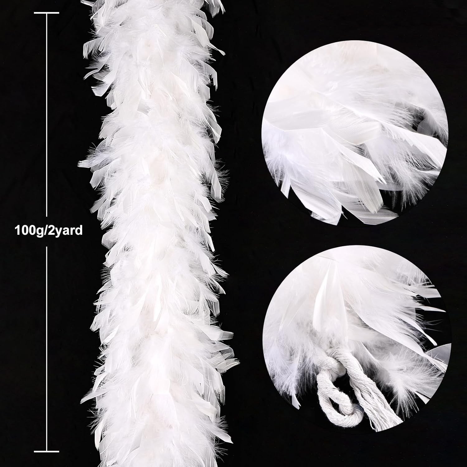 THARAHT Chandelle Feather Boa 19 Color-38g/55g100g 2Yard Dancing White