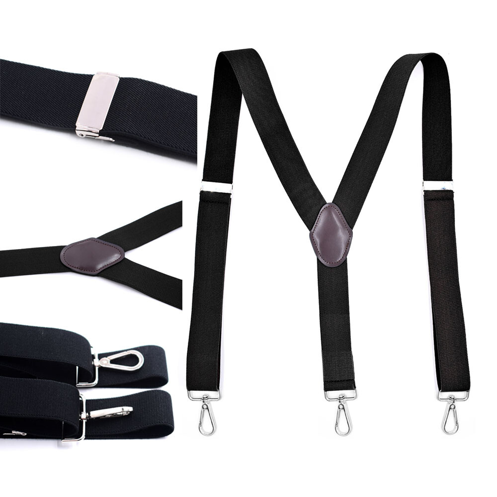 2 Pcs Adjustable Y-Back Duty Work Heavy Elastic Suspenders for Men