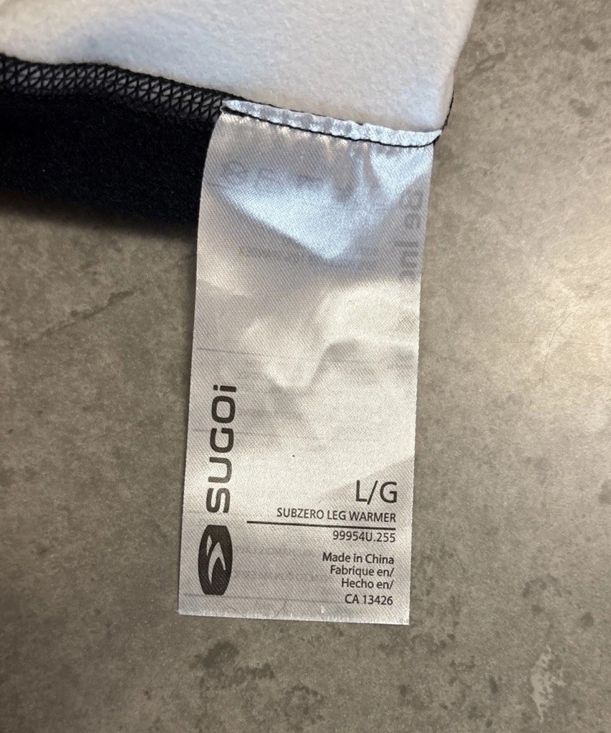 New With Tags Sugoi Zap Lined Side Zip Cycling Leg Warmers - Black - Large