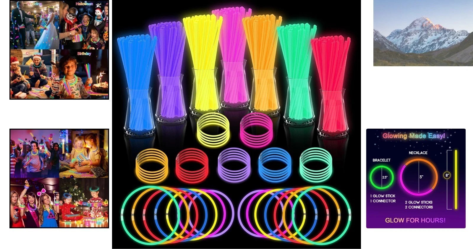 Ultra Bright Glow Sticks Bulk Pack - 50pk Assortment for Parties & Celebrations