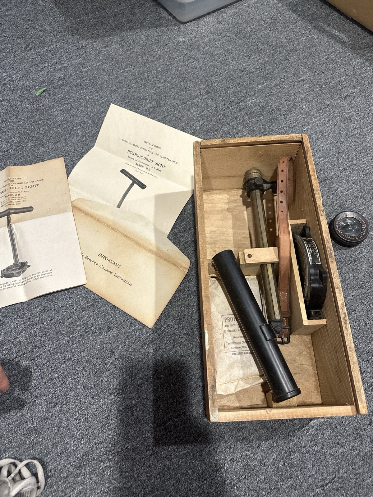 WWII U.S. Navy Pelorus Drift Sight Mark 2B Aero Instrument Co. Complete Antique