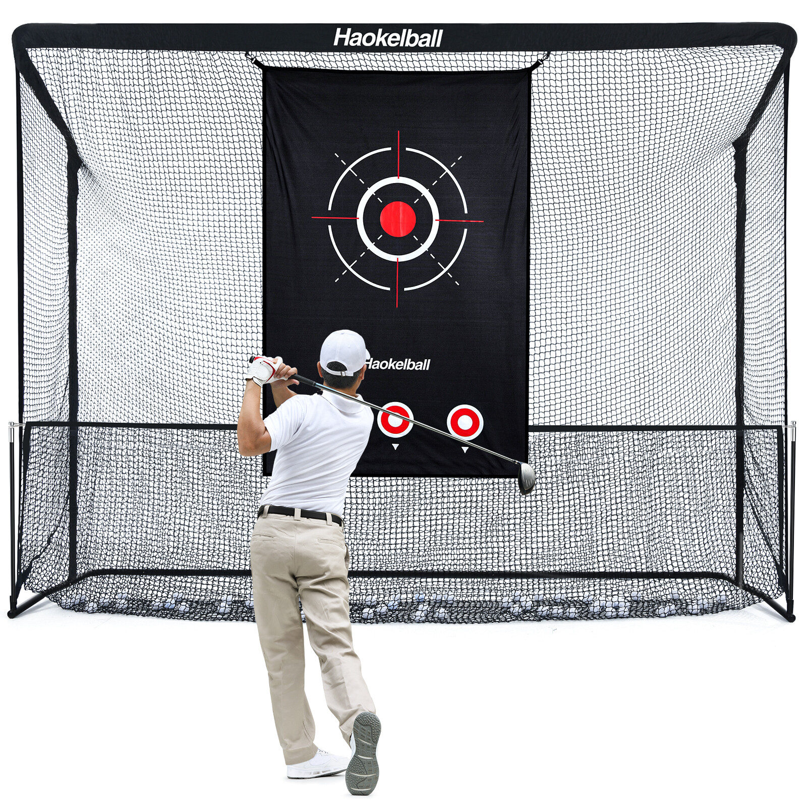 Haokelball 10x7.5ft Large Golf Practice Hitting Net Heavy Duty Golf Hitting Net