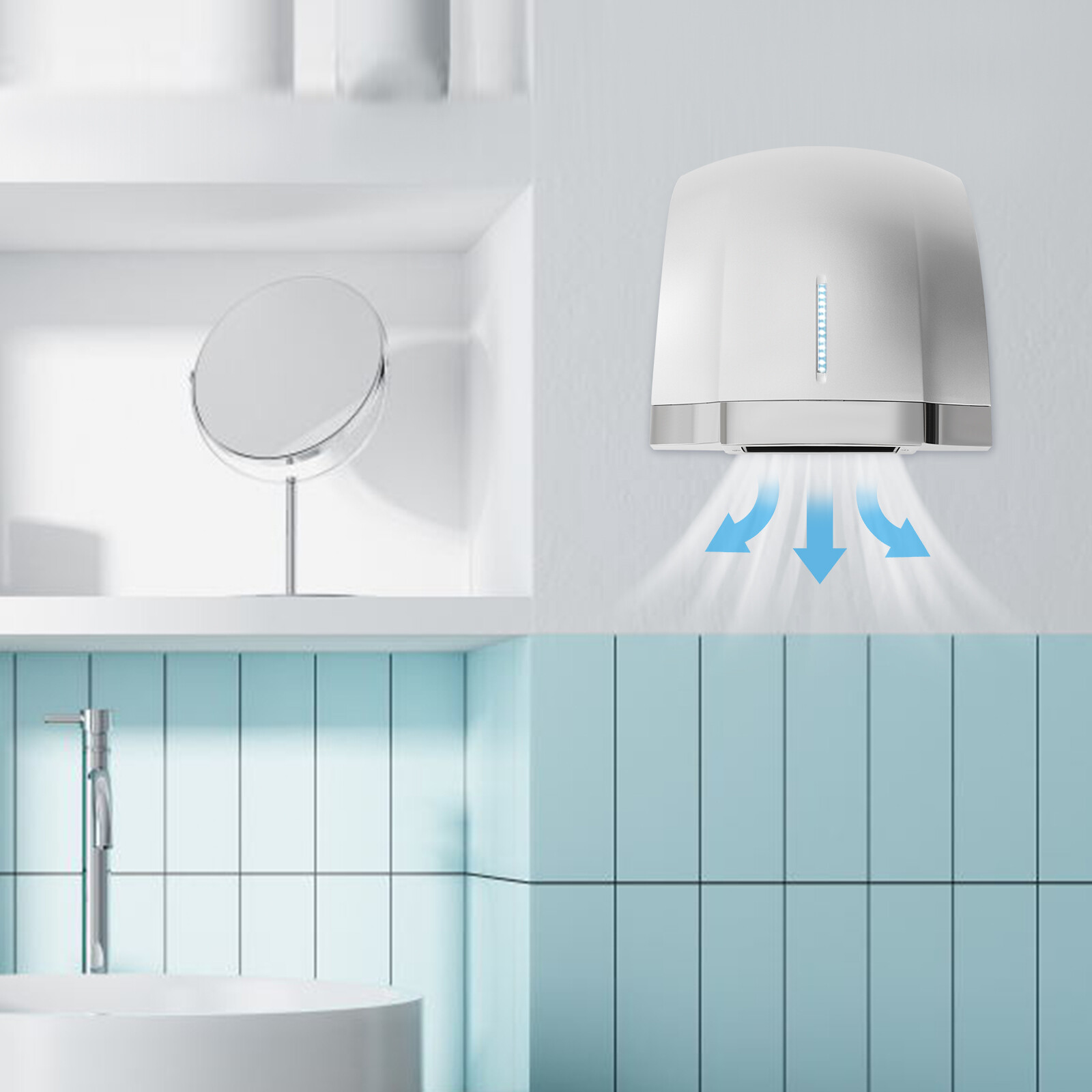 1800W Automatic Electric Hand Dryer Commercial and Household Use Silver 70-75dB