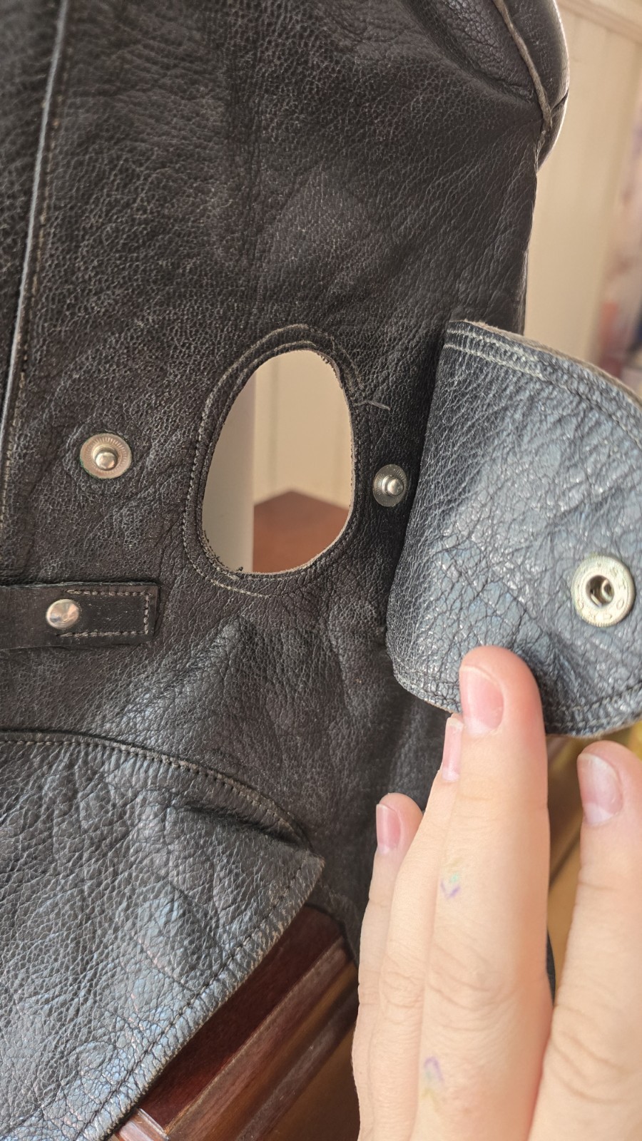 Leather Padded Helmet Flight Or Motorcycle Cap Ear Covers LARPING Cosplay Pilot