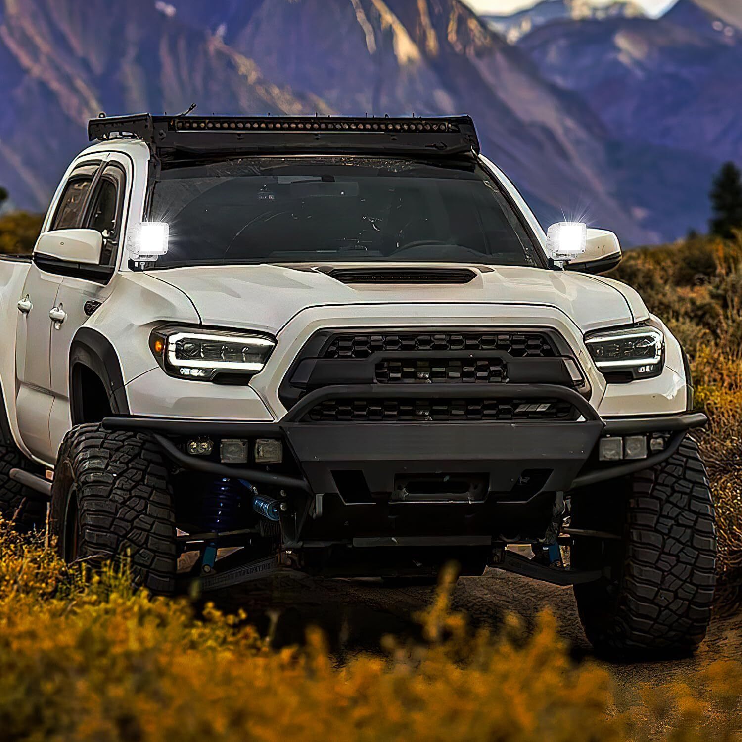 Nilight 2Pcs 3Inch 42W LED Cubes Upgraded Spot Flood Combo Square Driving Lights