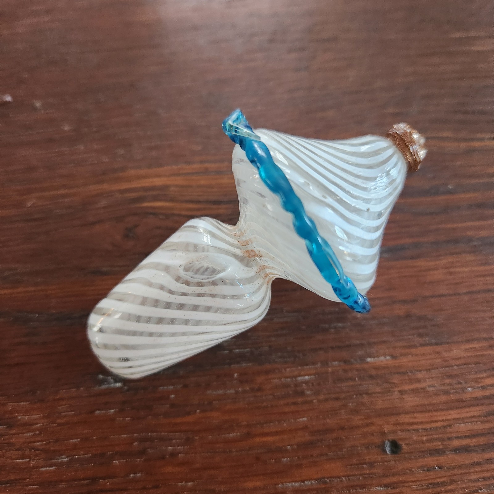 Italian Salviati Vetro a Fili Swirl Blue Rigaree Genie Bottle Decanter 2 Goblets