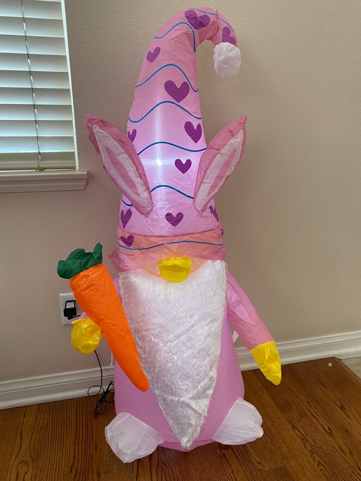 4.5 FT Easter Inflatables Gnome Indoor Outdoor Decorations Blow Up w LED 21007