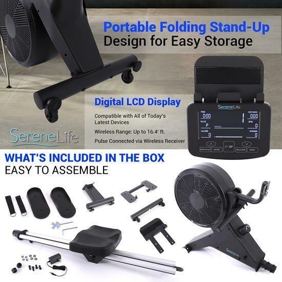 SereneLife Smart Exercise Rowing Machine Magnetic (16 Levels of Resistance