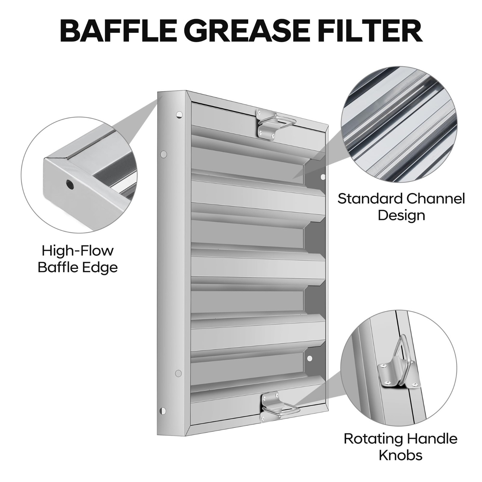 5x Hood Filters 19.5 x 15.5In Commercial Kitchen Range Hood Baffle Grease Filter