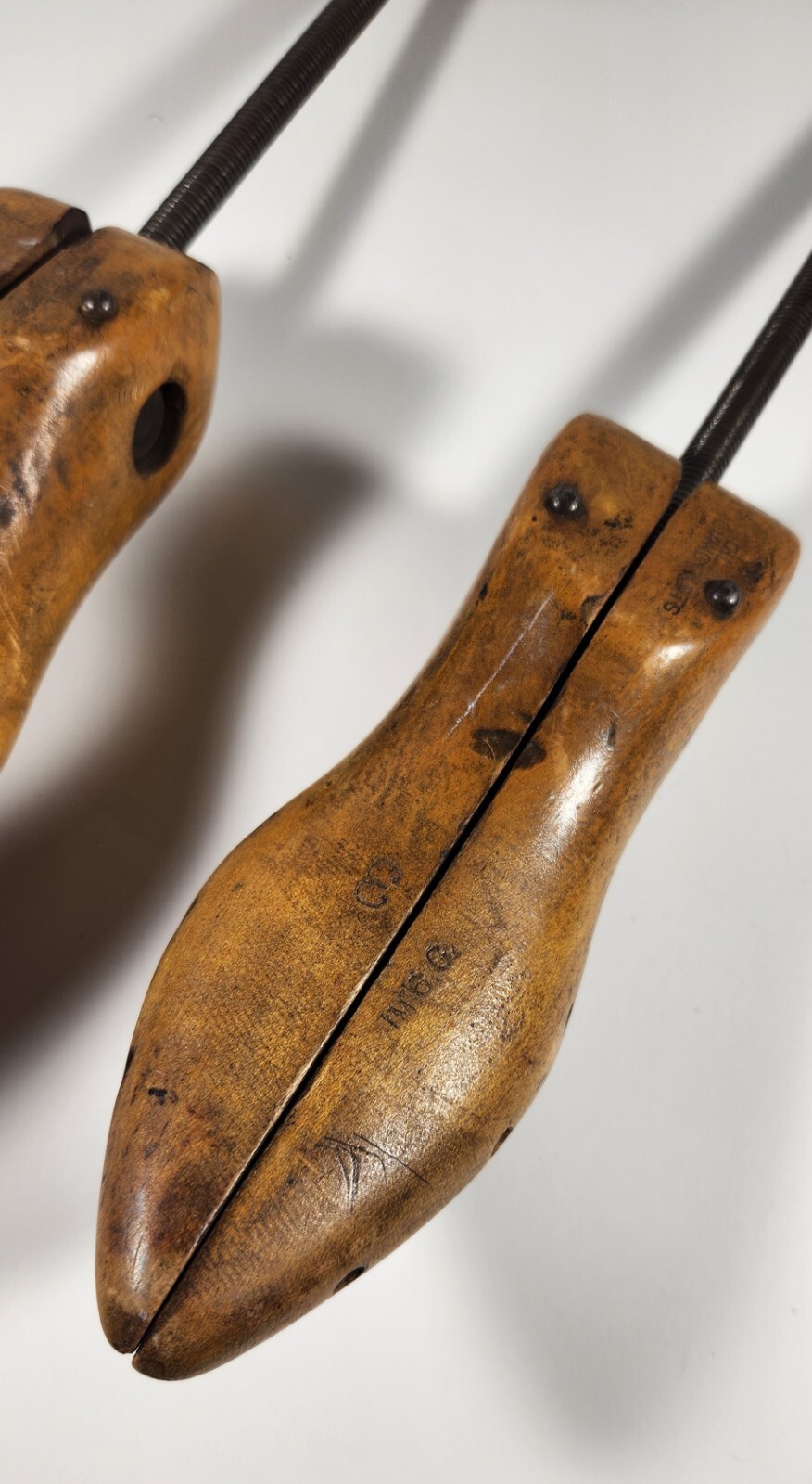 LOT OF 2 VINTAGE STAMPED MCC SHOE TREES NO. 3 SPLIT TOE